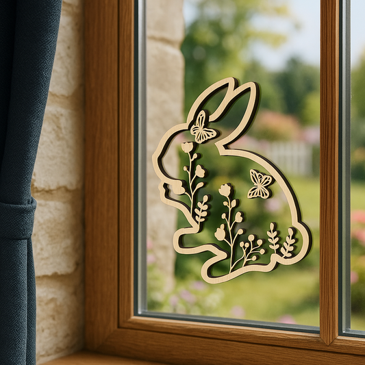 Lapin de Printemps – Silhouette en bois à suspendre