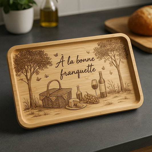 Planche Apéro en Bambou Personnalisée – Gravure Artistique Unique