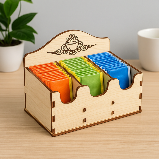 Boîte à Sachets de Thé en Bois – 6 Compartiments