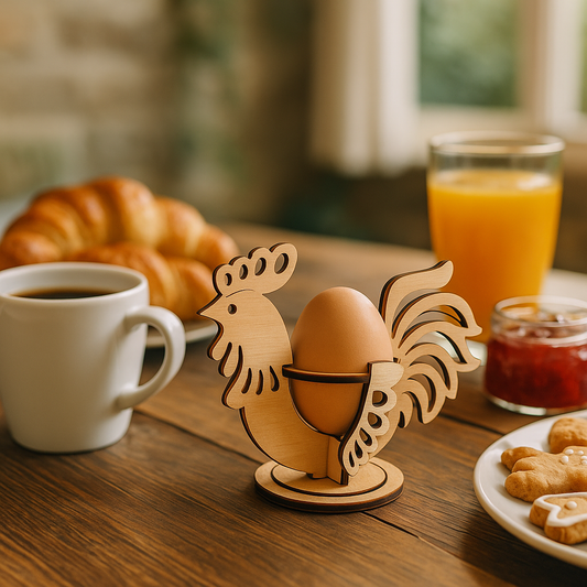 Coquetier Poule en Bois Découpé