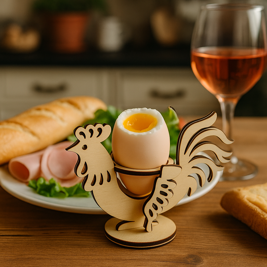 Coquetier Poule en Bois Découpé
