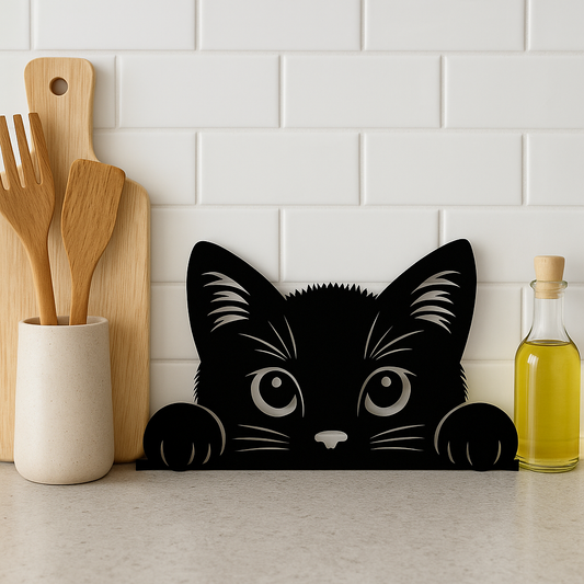 🐱 Chat Curieux en Bois – Décoration Murale