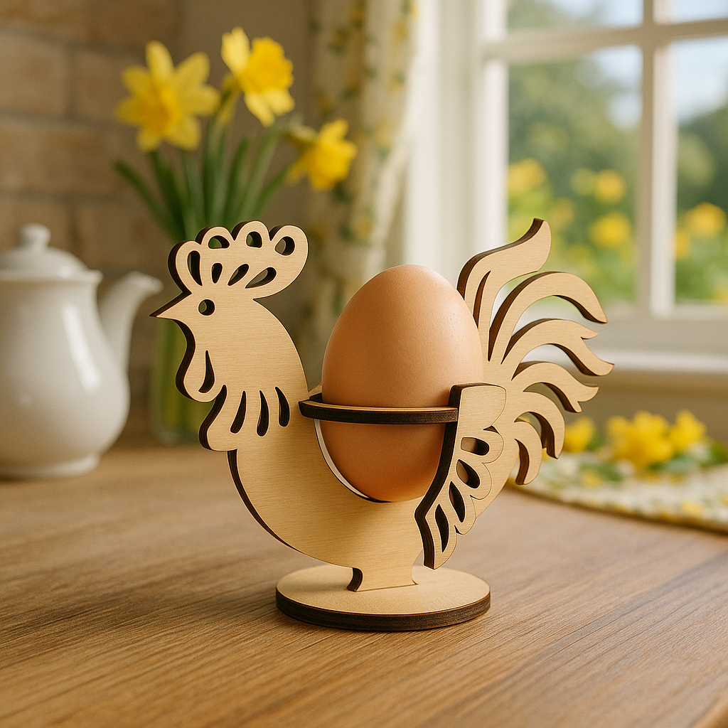 Coquetier Poule en Bois Découpé