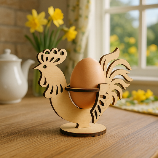 Coquetier Poule en Bois Découpé