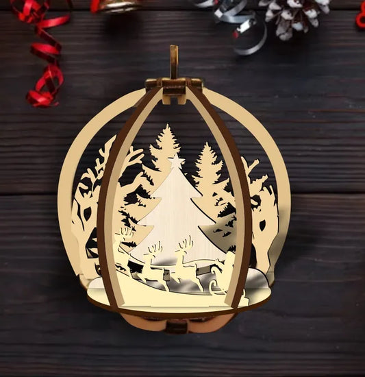 Suspension Bois Noël – Scène Hivernale 3D