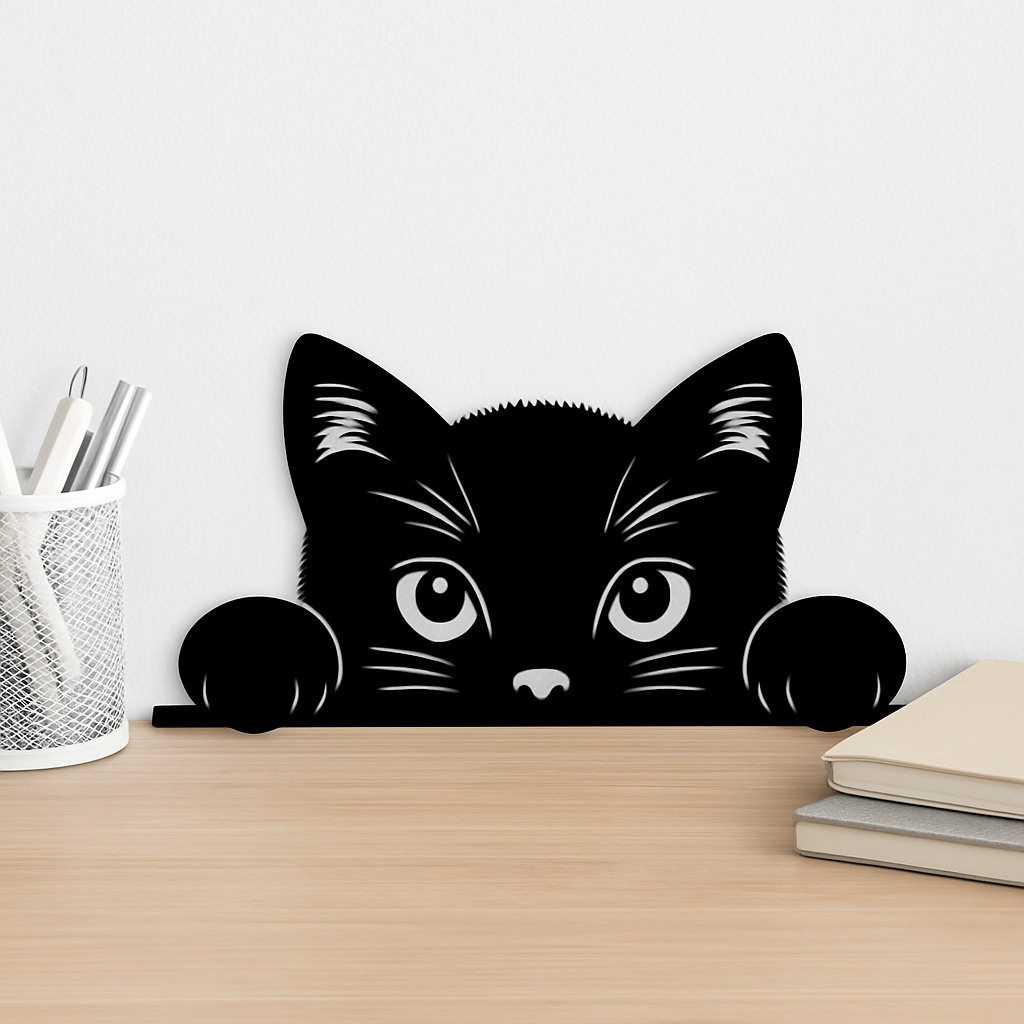 🐱 Chat Curieux en Bois – Décoration Murale