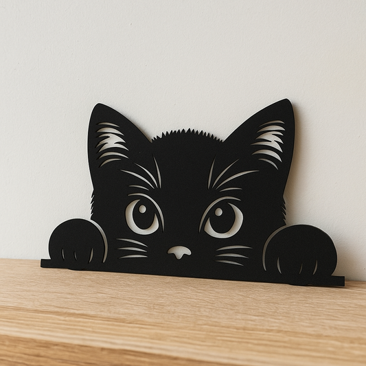 🐱 Chat Curieux en Bois – Décoration Murale