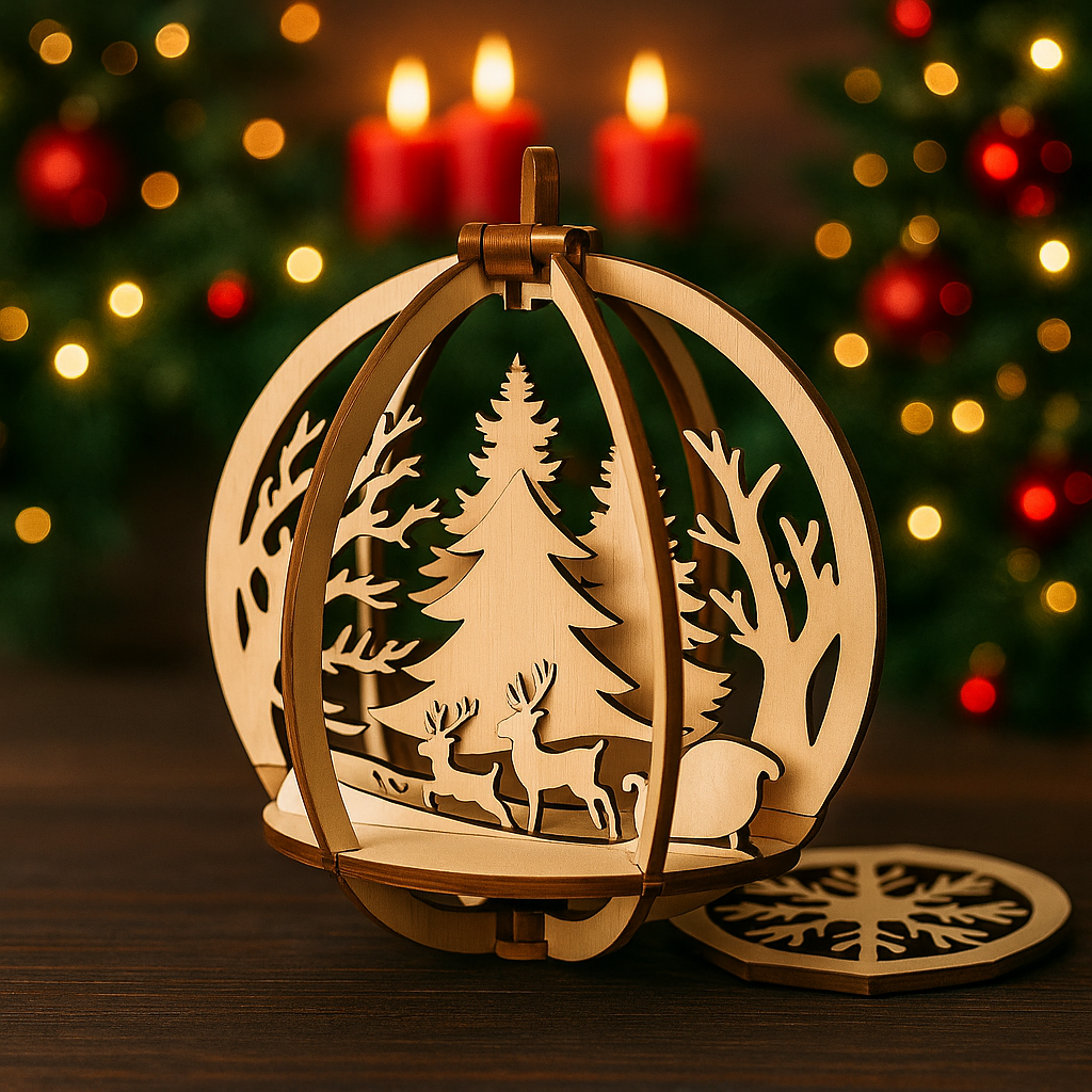 Suspension Bois Noël – Scène Hivernale 3D